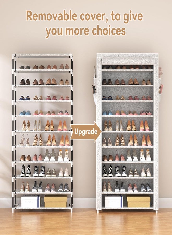 ROJASOP 10 Tier Shoe Rack with Covers Large Capacity Stackable Tall Shoe Shelf Storage for 50-55 Pairs Shoe and Boot, Sturdy Free Standing Shoe Rack Organizer for Closet, Entryway, Bedroom - Image 5
